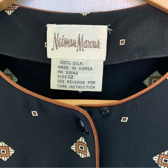 Vintage Neiman Marcus // black silk shirt dress size 12 jun2 - Picture 8 of 8